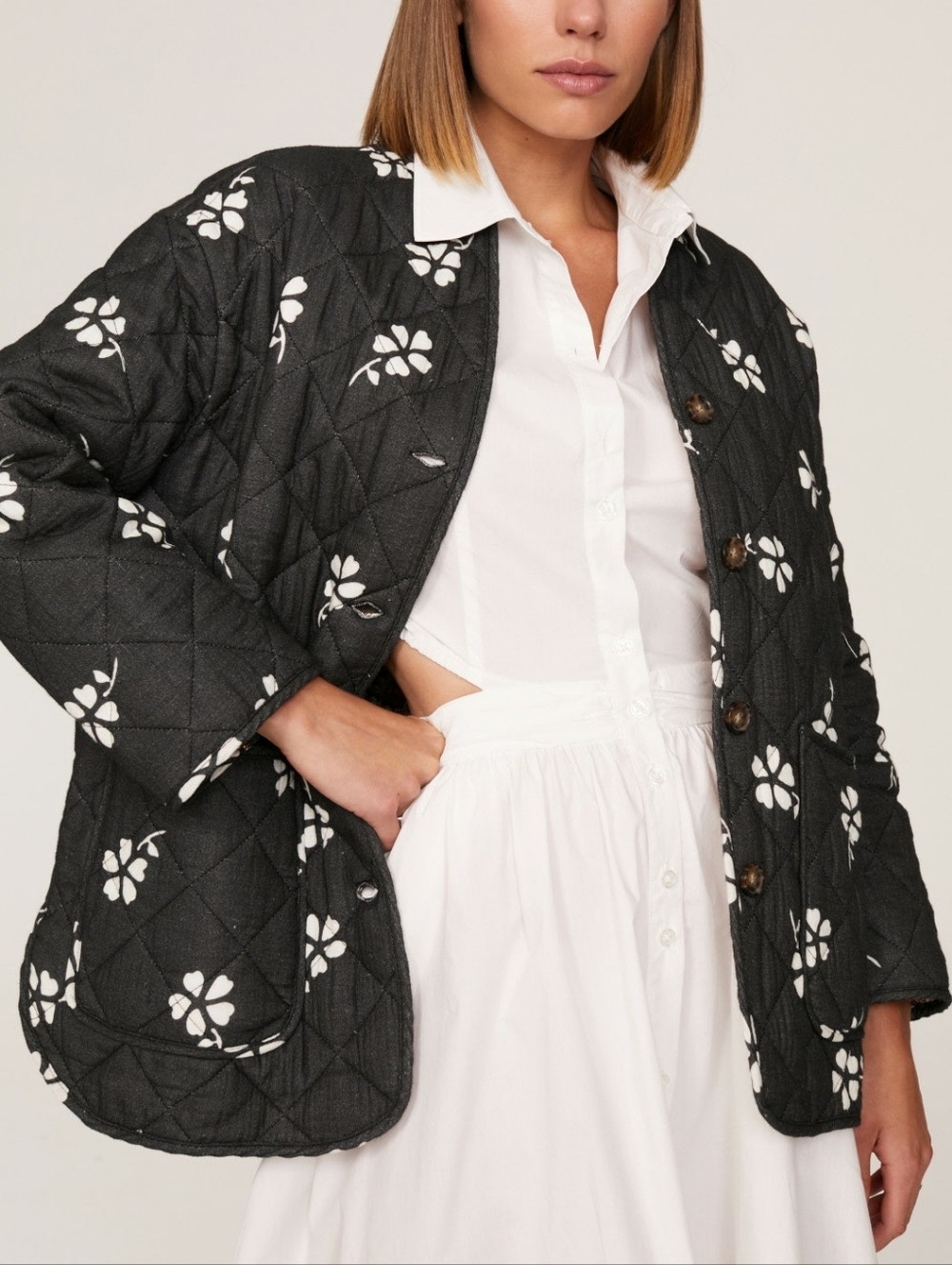 Marine Layer Arlo Quilted Floral-Embroidered Reversible Jacket Size Small*